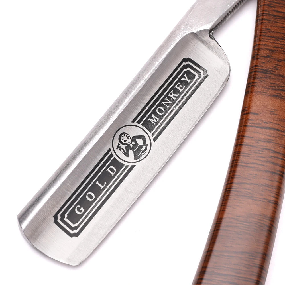 Black/Gold Hair Salon Manual Straight Edge Barber Razor Knife