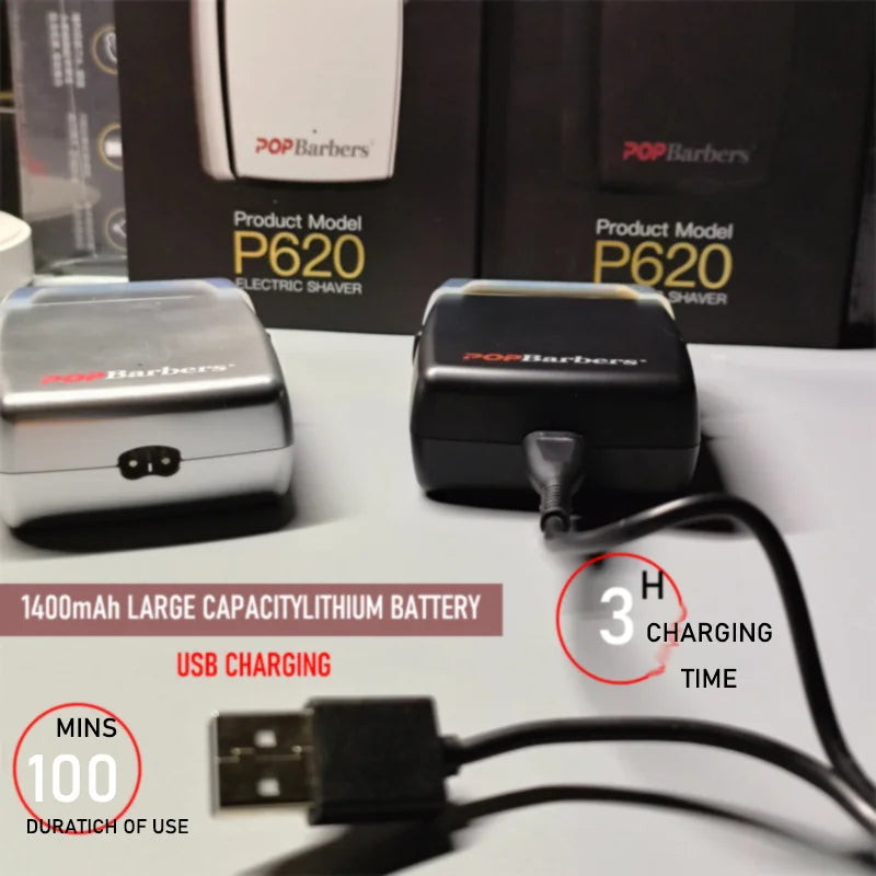 11000 RPM P620 Electric Men's USB Double Foil Shaver Hair Clipper