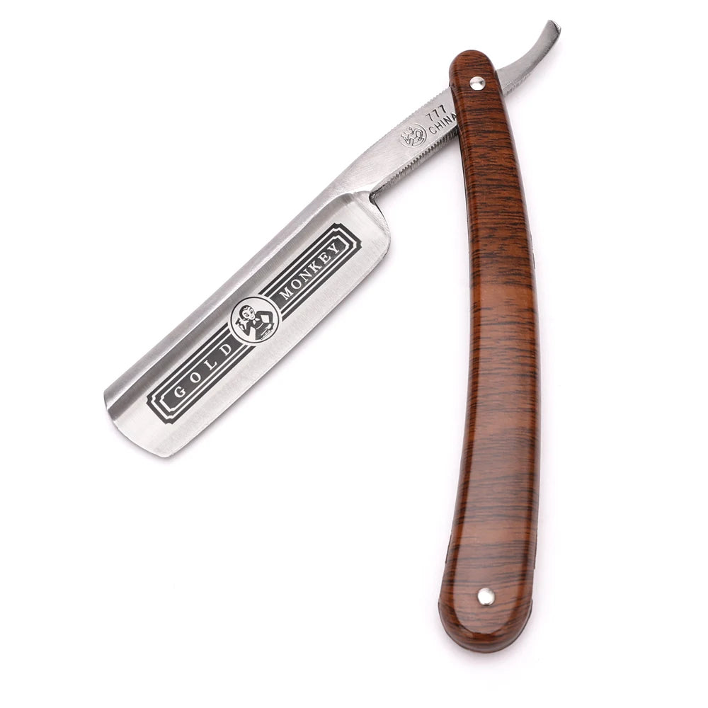 Black/Gold Hair Salon Manual Straight Edge Barber Razor Knife