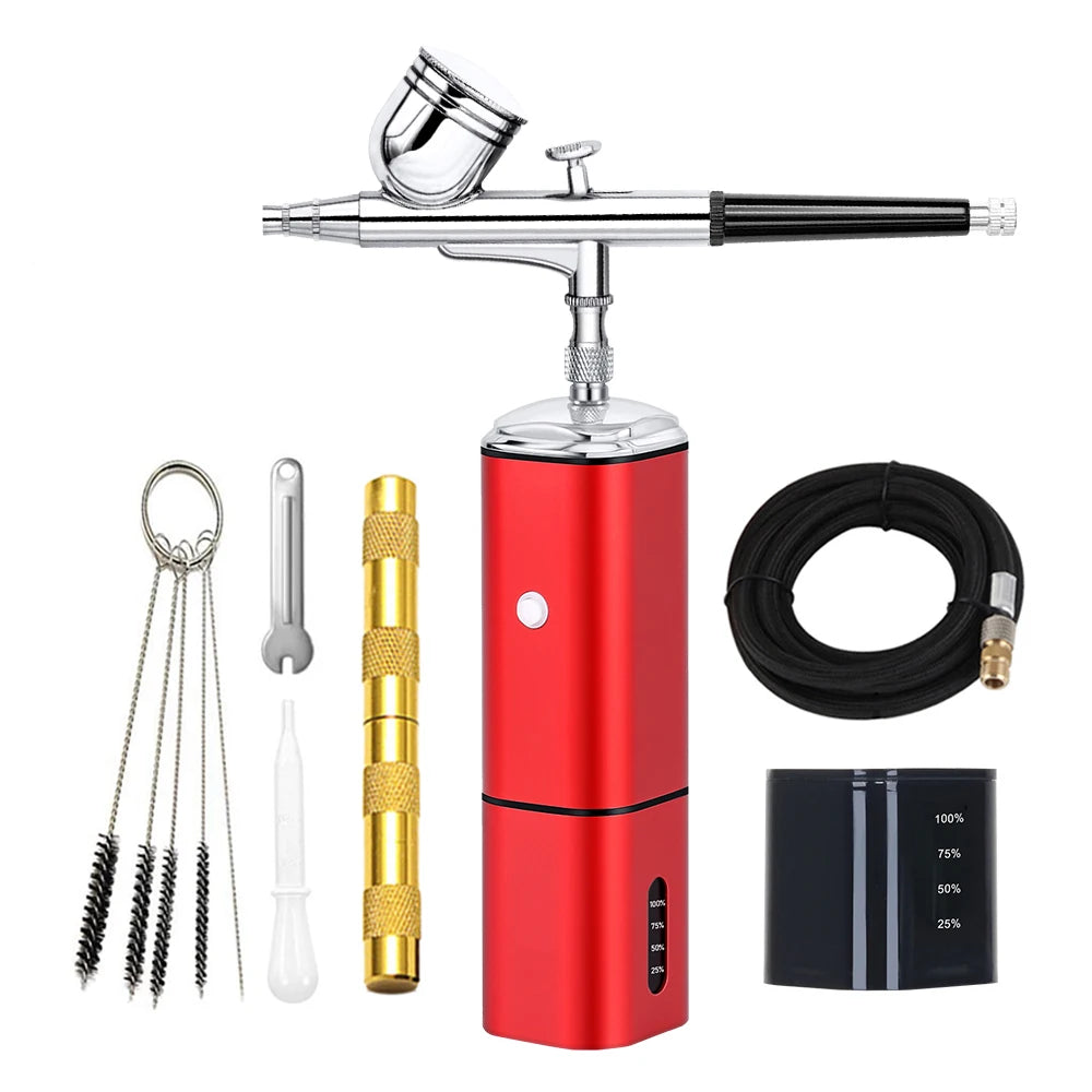Replaceable Gravity Feed Airbrush Kit With Dual Action Compressor Cup