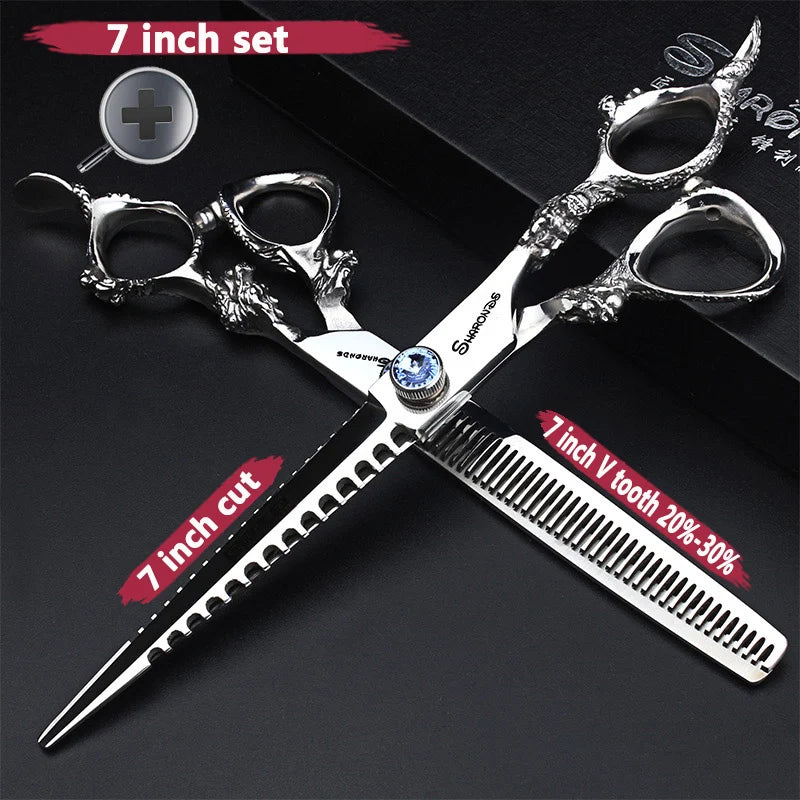 Stainless Steel 6/6.5/7 inch 440C Barber Shears Salon Scissors Set