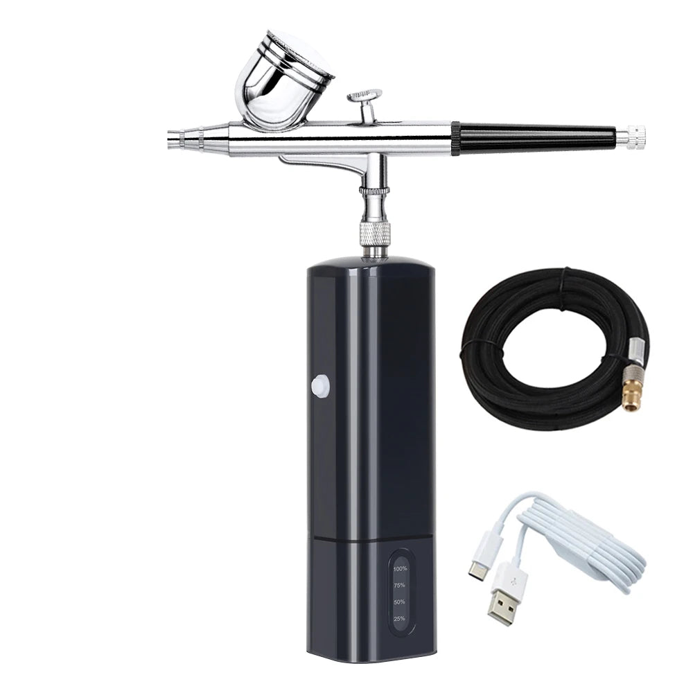 Replaceable Gravity Feed Airbrush Kit With Dual Action Compressor Cup
