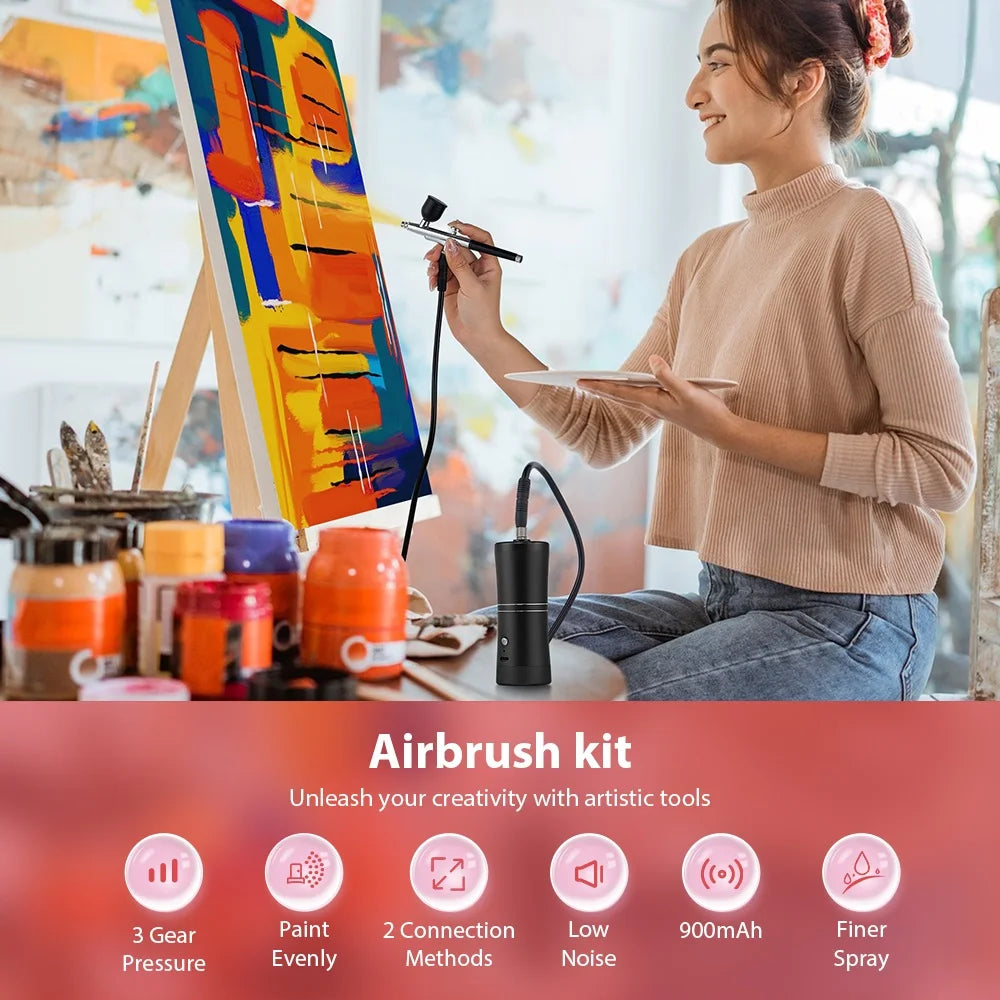 Portable 0.3mm Airbrush With 150cm Air Tube Painting Spray gun