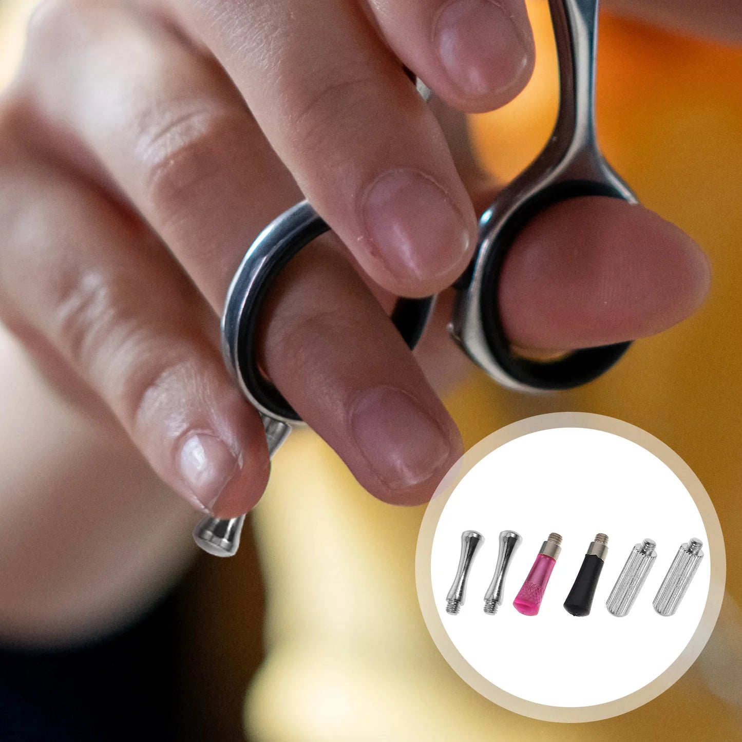 6PCS: Silver Stainless Steel Shear Grooming Finger rest Scissors