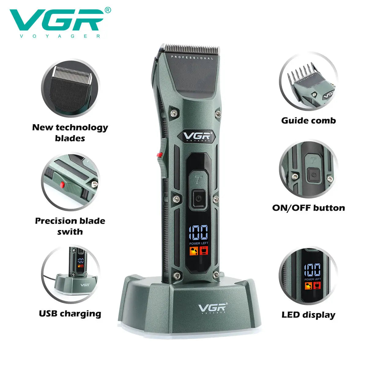 VGR V-696 Popular Salon Barber Cordless Electric Hair clipper’s