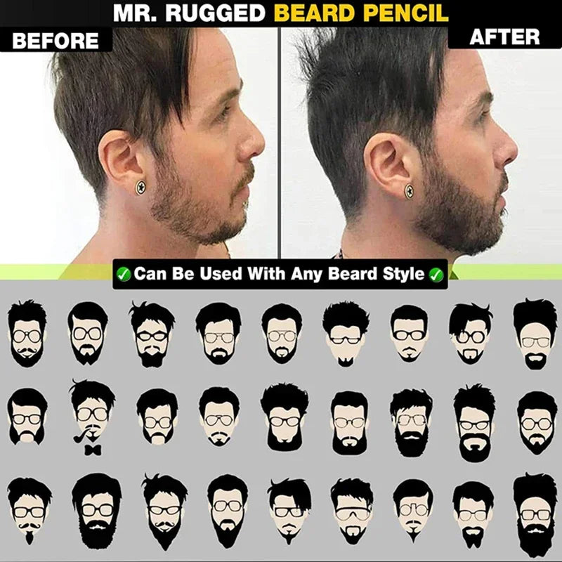 Waterproof Beard Pen/Pencil Eyebrow ,Mustache Repair Coloring Tool
