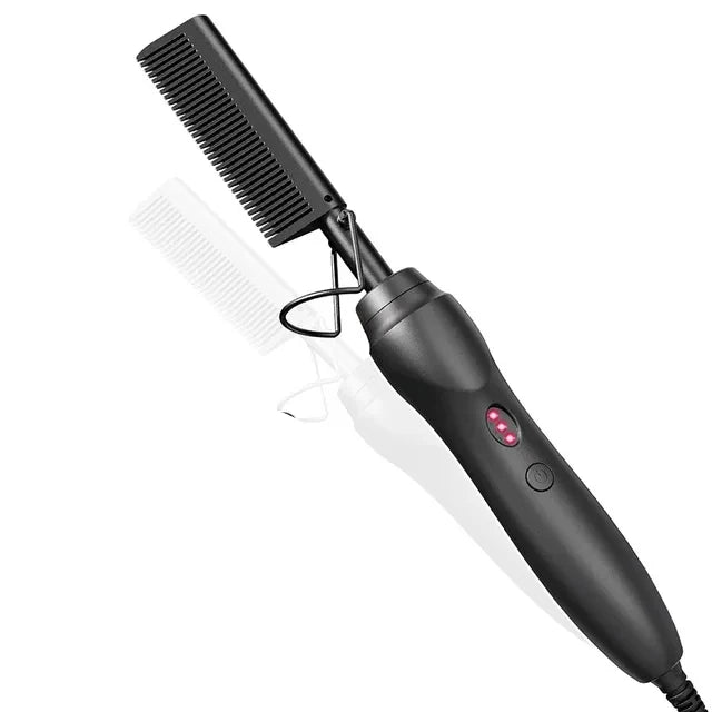 Portable Ceramic Hair Straightening Heat Pressing Curling Iron Comb