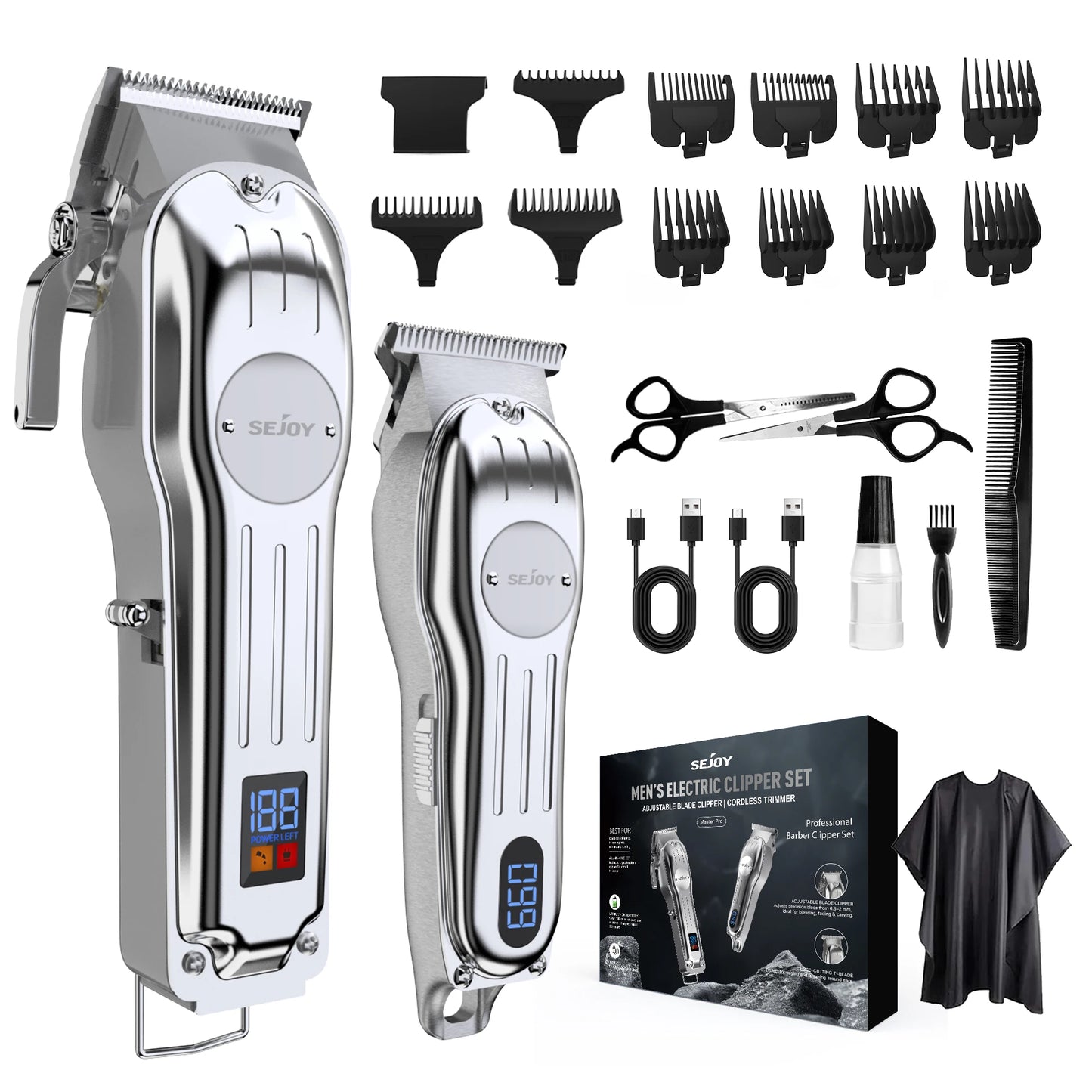 Full Metal Rechargeable Hair Clipper Combo Kit