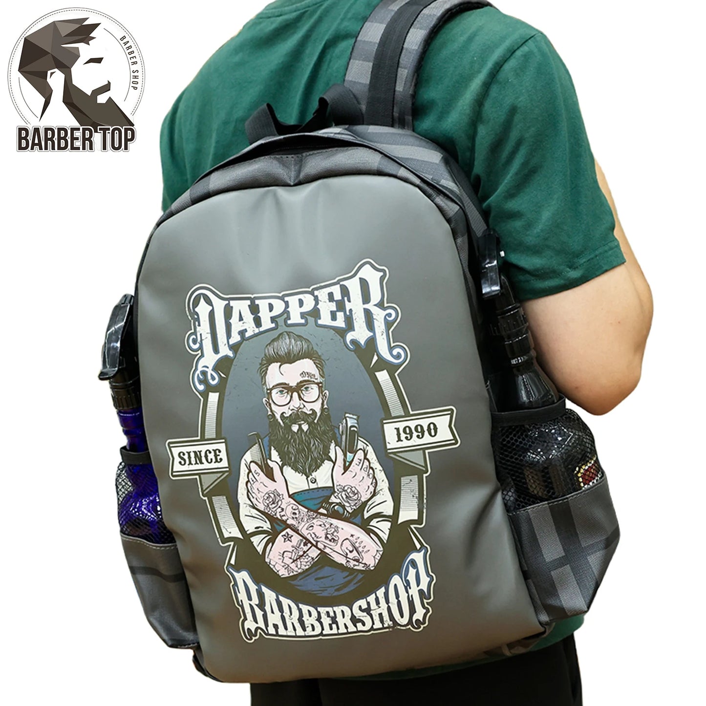 Black/Gray Polyester Barber Haircut Clipper Hairstylist Travel Backpack