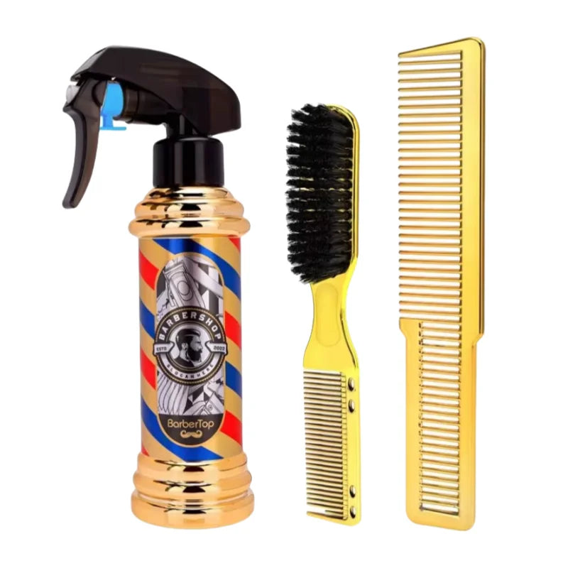 3PCS: High Pressure Spray Bottle, Beard Cleaning Brush, Hair Styling Comb kit