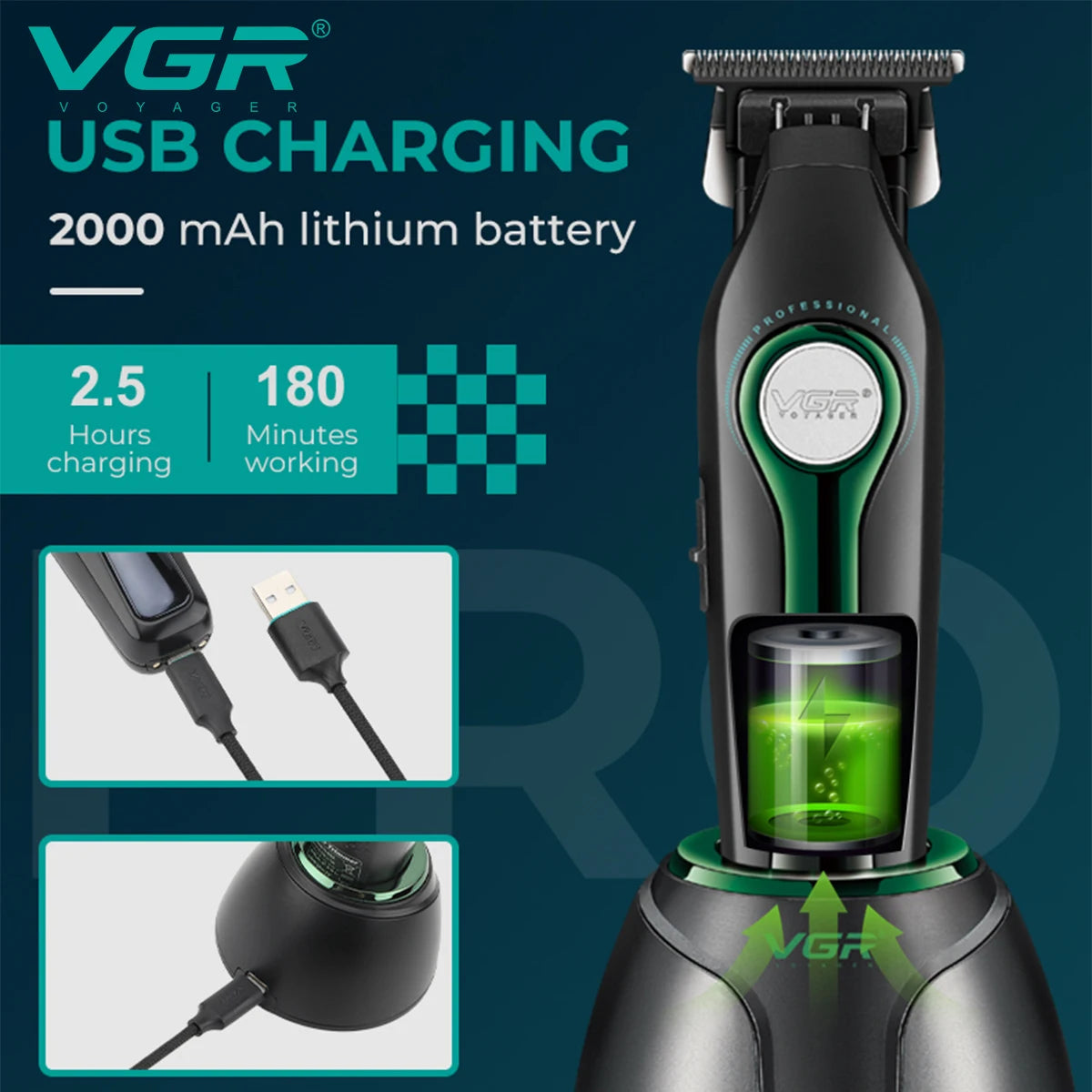 VGR Cordless Electric Hair Trimmer