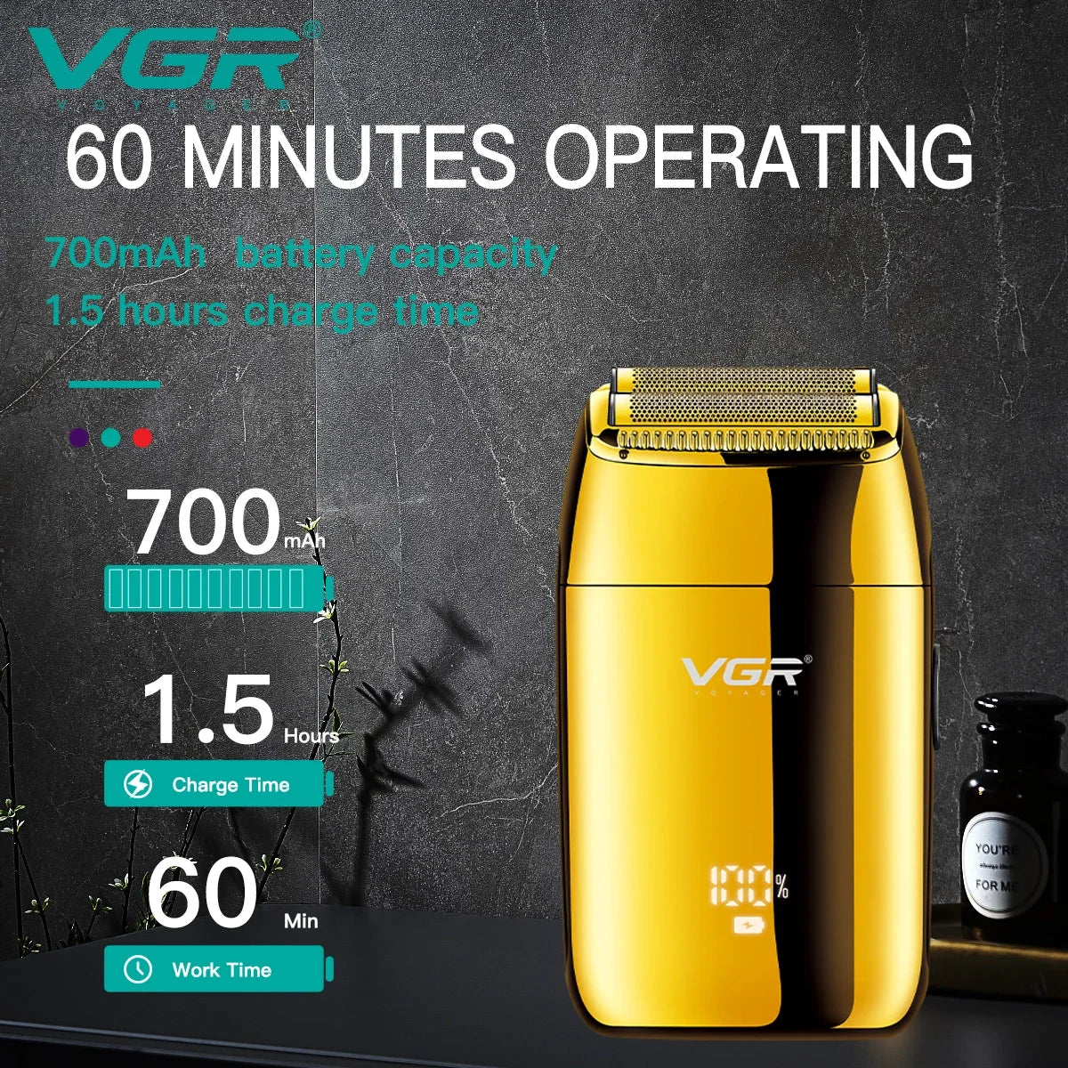 VGR V-399 Electric Reciprocating Beard Shaver Digital Display