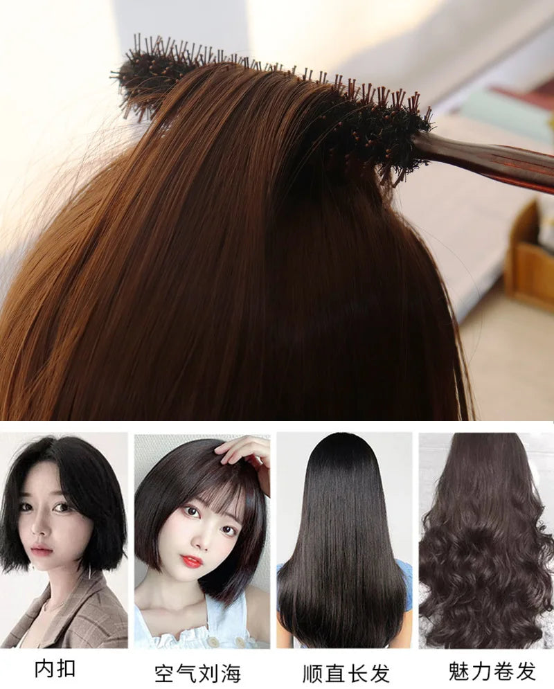 Small Wood Slimline circular Hair Brushes w an additional Comb