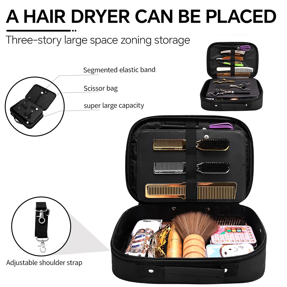 Polyester Portable Hairdressing Scissors/Salon Tool Organizer Suitcase