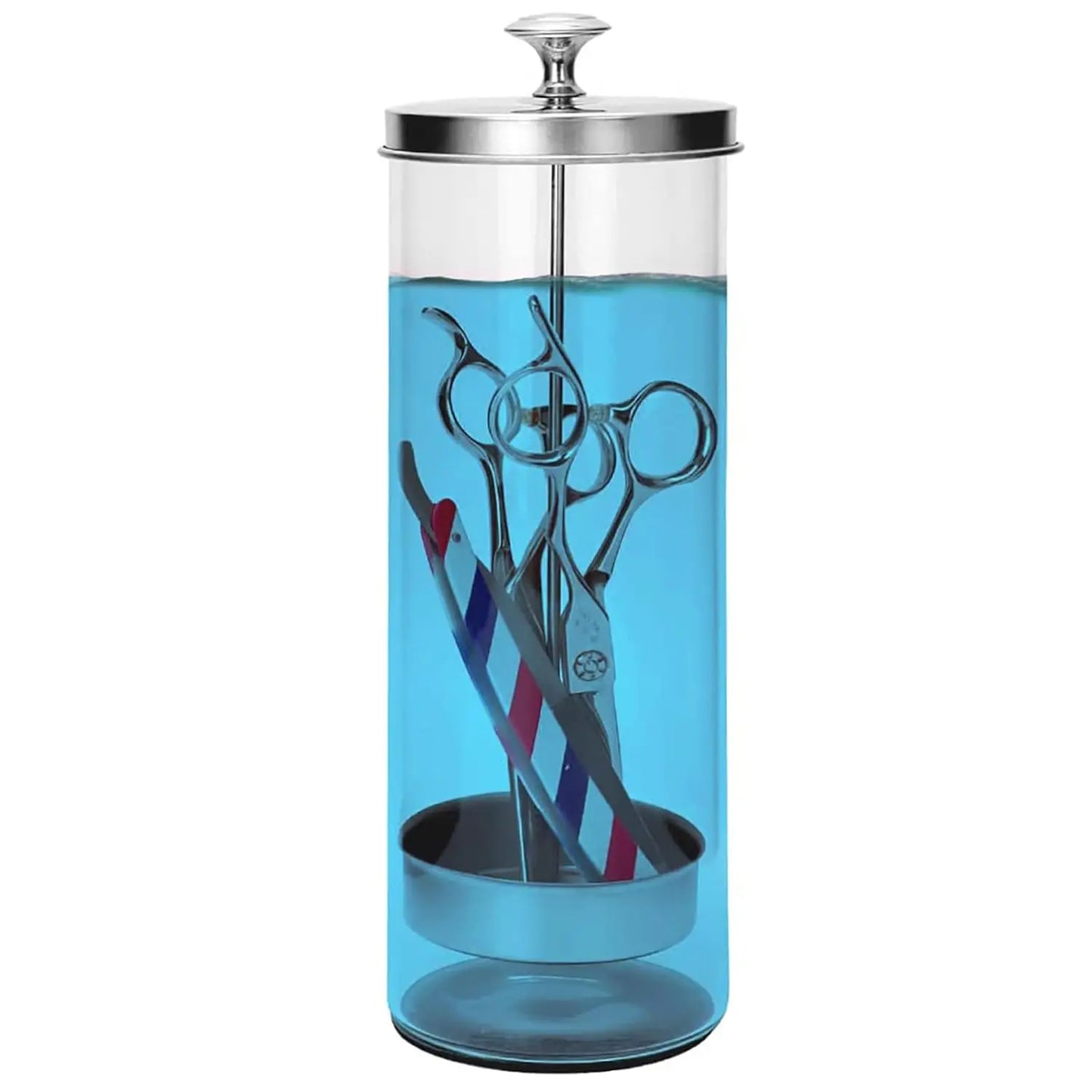 Barbershop Disinfection Jar Beauty Manicurist Stainless Steel Glass Filter Clean Sterilization Container