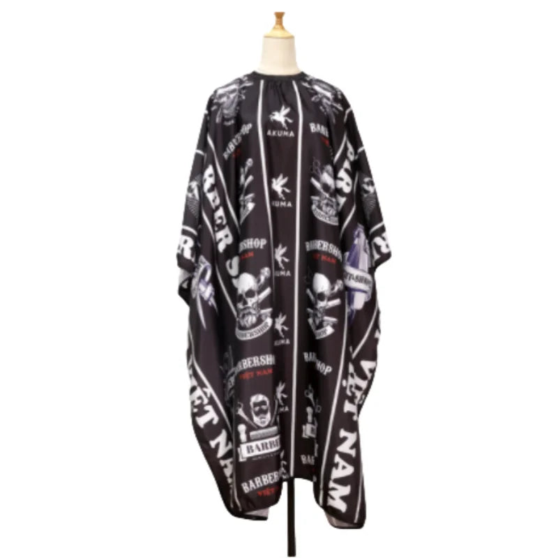 Retro Waterproof Hair Salon Barber Apron Cape w Skull Pattern