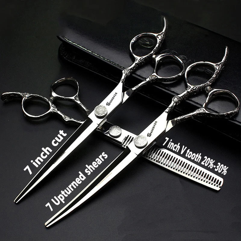 Stainless Steel 6/6.5/7 inch 440C Barber Shears Salon Scissors Set