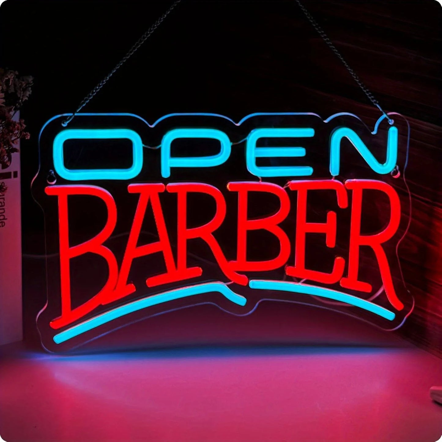 Portable USB Adjustable Brightness BarberShop “Open” Neon Light Sign
