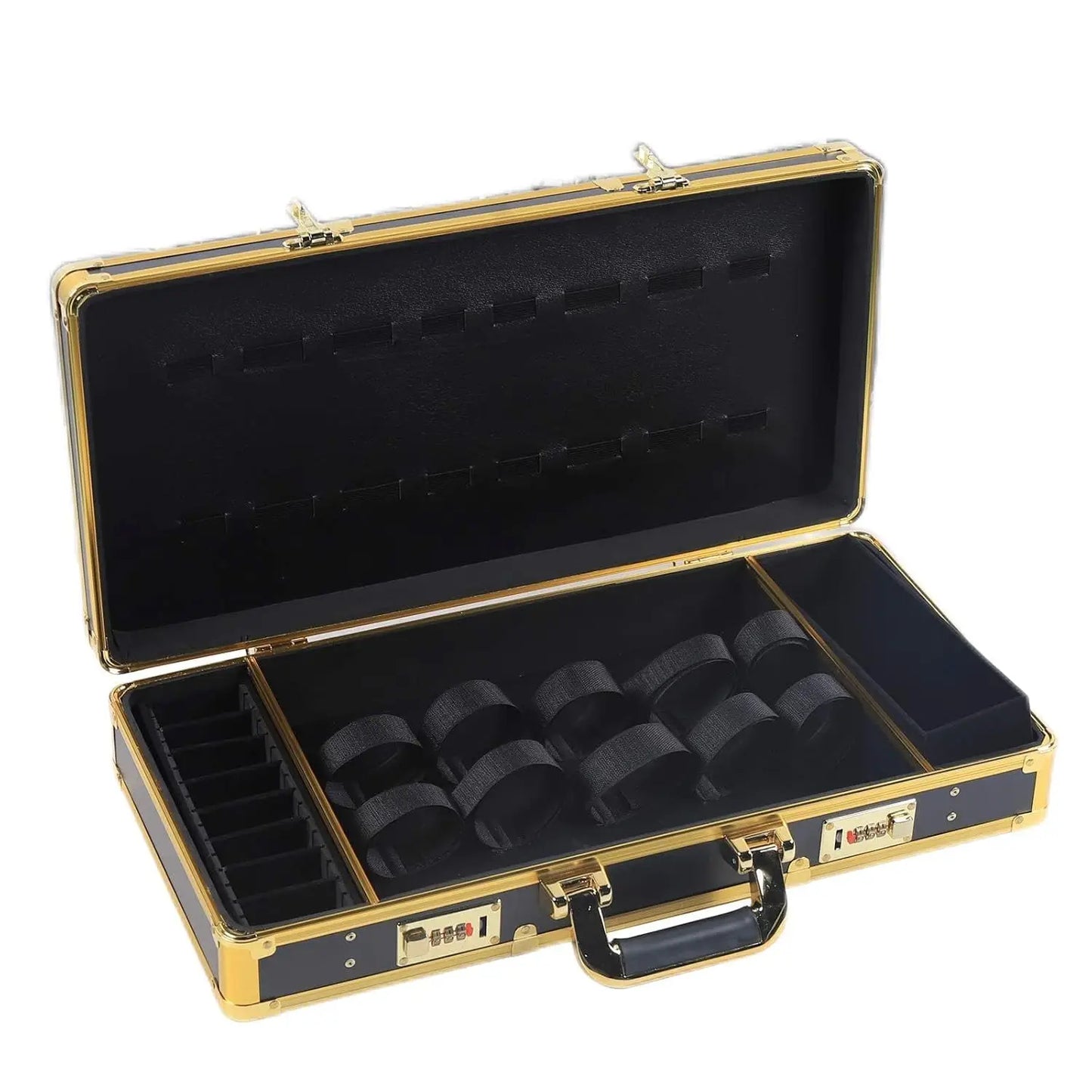 Black & Gold Aluminum Fire-Resistant Barber Travel Storage Organizer Case