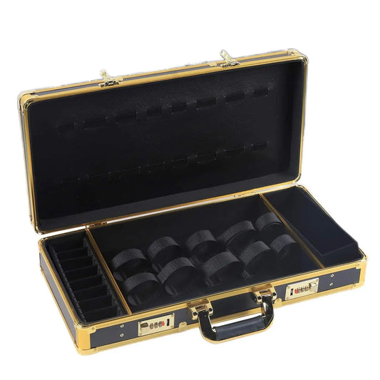 Black & Gold Aluminum Fire-Resistant Barber Travel Storage Organizer Case