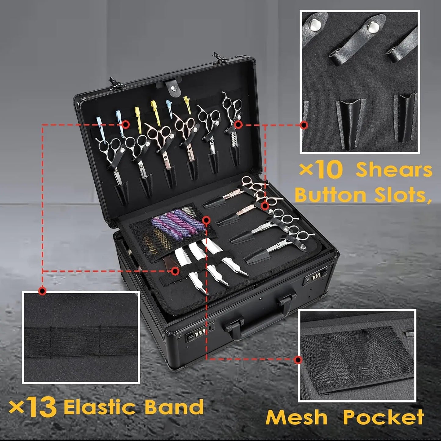 2 Wheel Barber Case w Sliding Tray ,Professional Barbers Travel Suitcase
