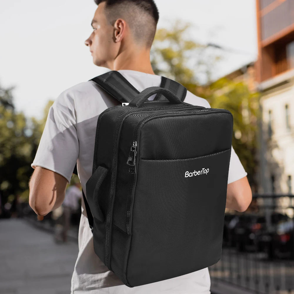 Black Polyester Multifunctional Portable Storage Travel Backpack
