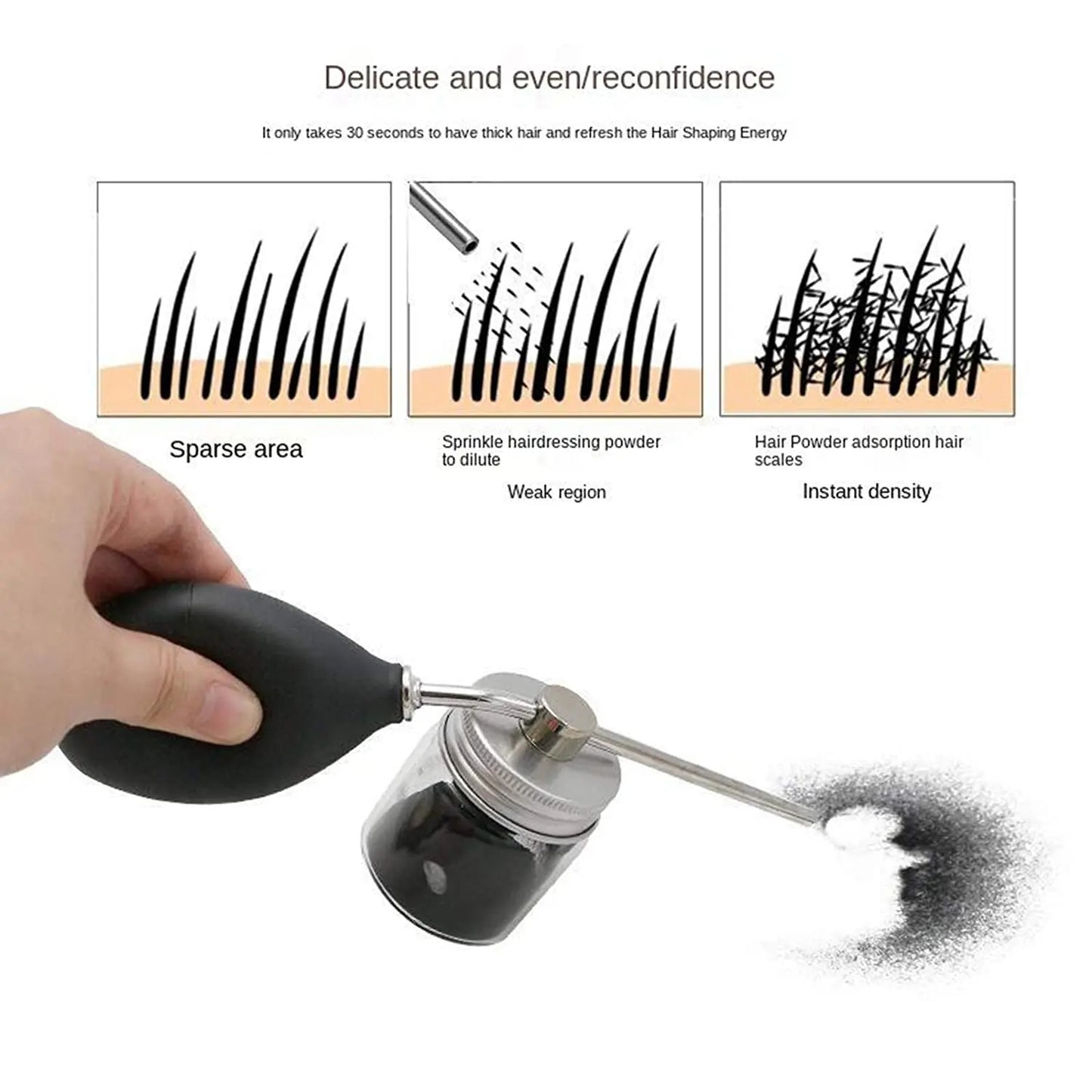 Refillable Hair Salon Spray Bottle Barber w Fiber Application Glass Talcum Powder Container