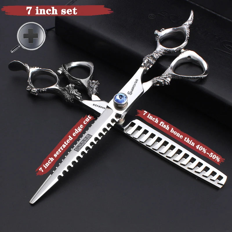 Stainless Steel 6/6.5/7 inch 440C Barber Shears Salon Scissors Set