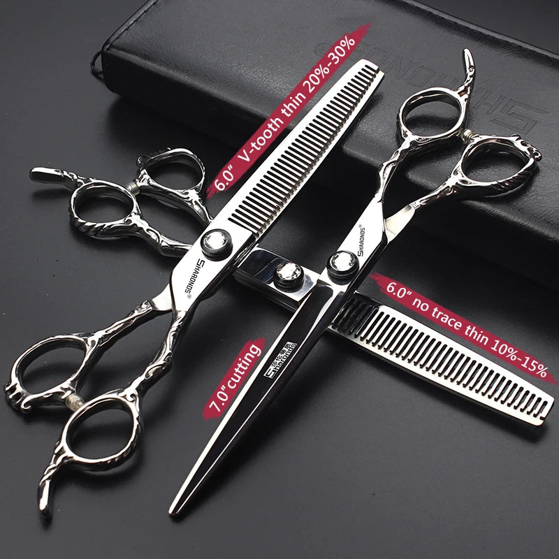 Stainless Steel 6/6.5/7 inch 440C Barber Shears Salon Scissors Set