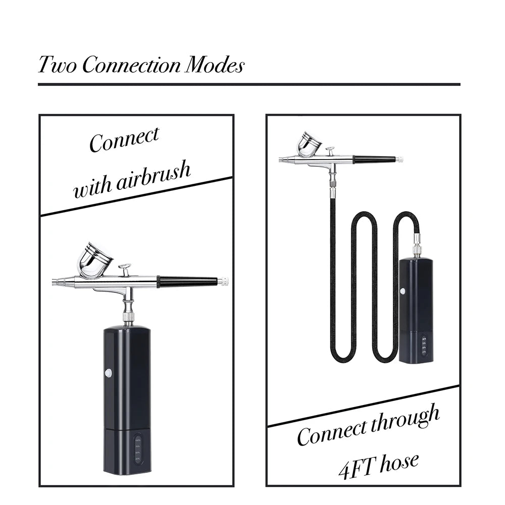 Replaceable Gravity Feed Airbrush Kit With Dual Action Compressor Cup