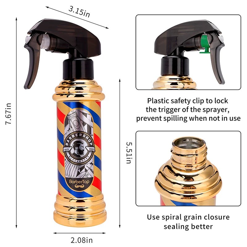 3PCS: High Pressure Spray Bottle, Beard Cleaning Brush, Hair Styling Comb kit