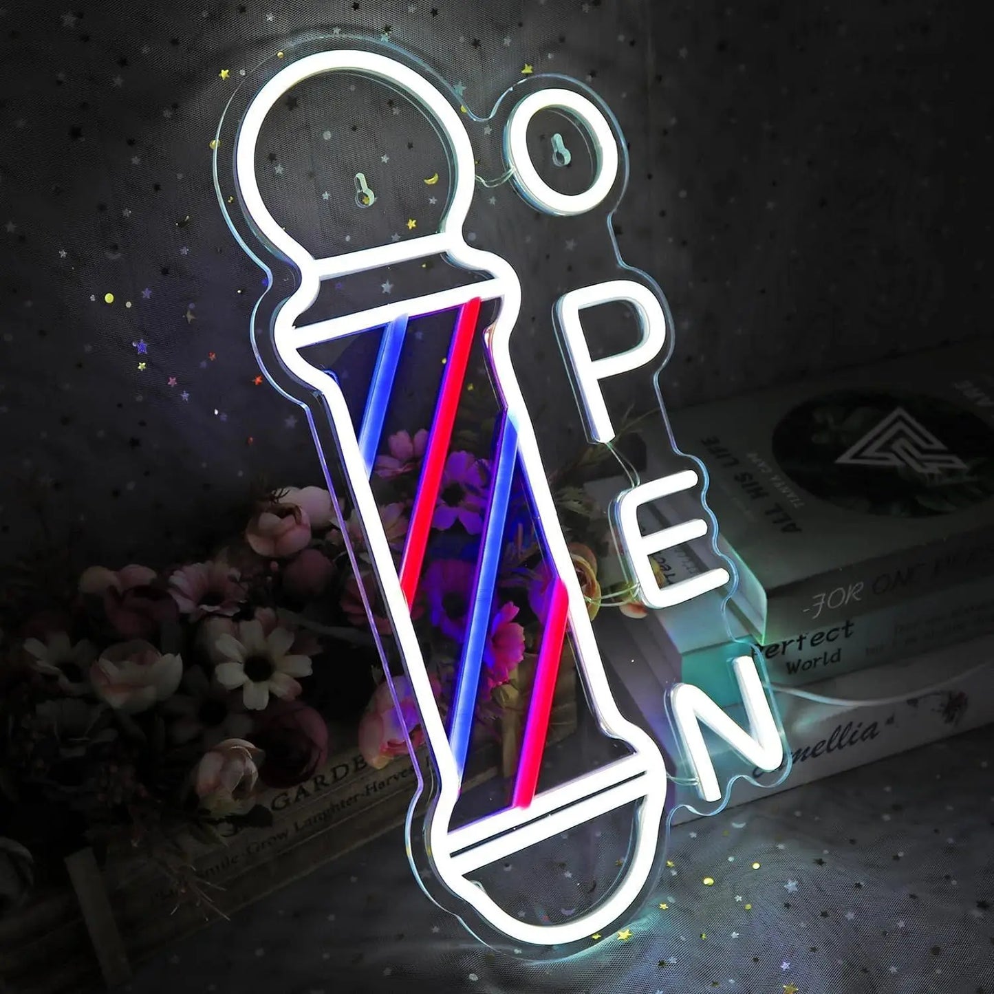 Portable USB Adjustable Brightness BarberShop “Open” Neon Light Sign