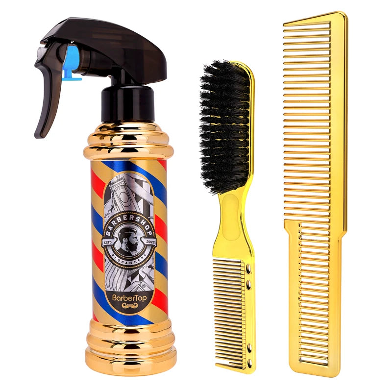 3PCS: High Pressure Spray Bottle, Beard Cleaning Brush, Hair Styling Comb kit