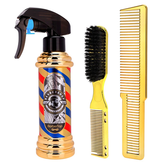 3PCS: High Pressure Spray Bottle, Beard Cleaning Brush, Hair Styling Comb kit