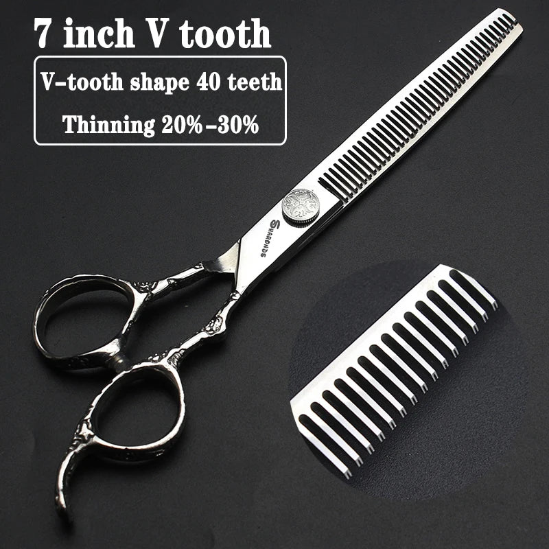 Stainless Steel 6/6.5/7 inch 440C Barber Shears Salon Scissors Set