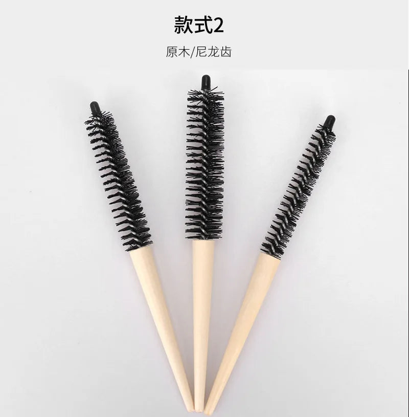 Small Wood Slimline circular Hair Brushes w an additional Comb