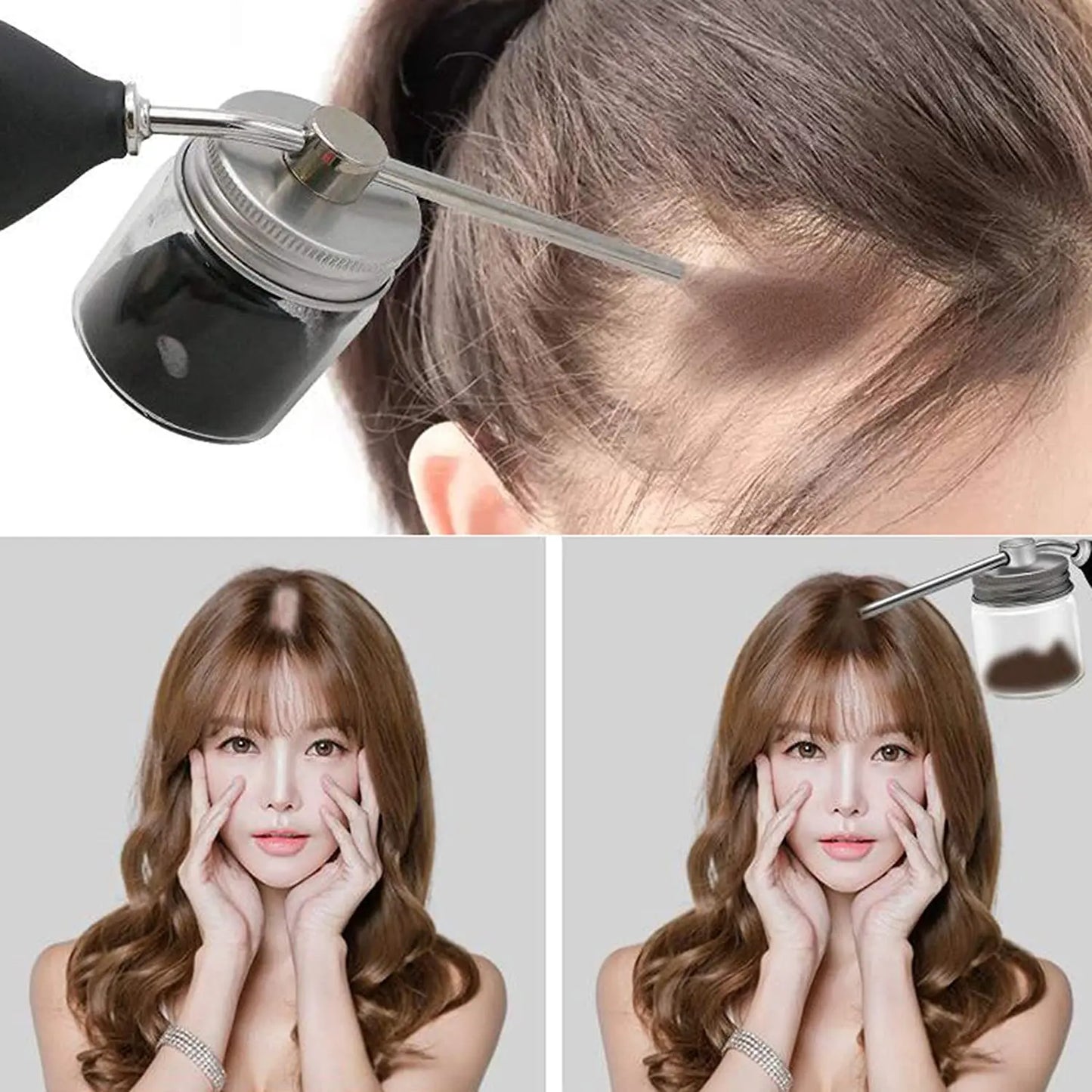Refillable Hair Salon Spray Bottle Barber w Fiber Application Glass Talcum Powder Container