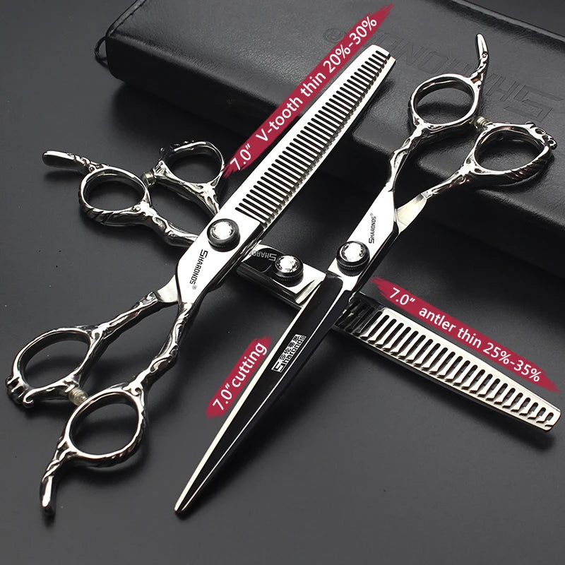 Stainless Steel 6/6.5/7 inch 440C Barber Shears Salon Scissors Set