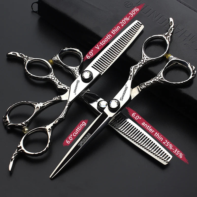 Stainless Steel 6/6.5/7 inch 440C Barber Shears Salon Scissors Set