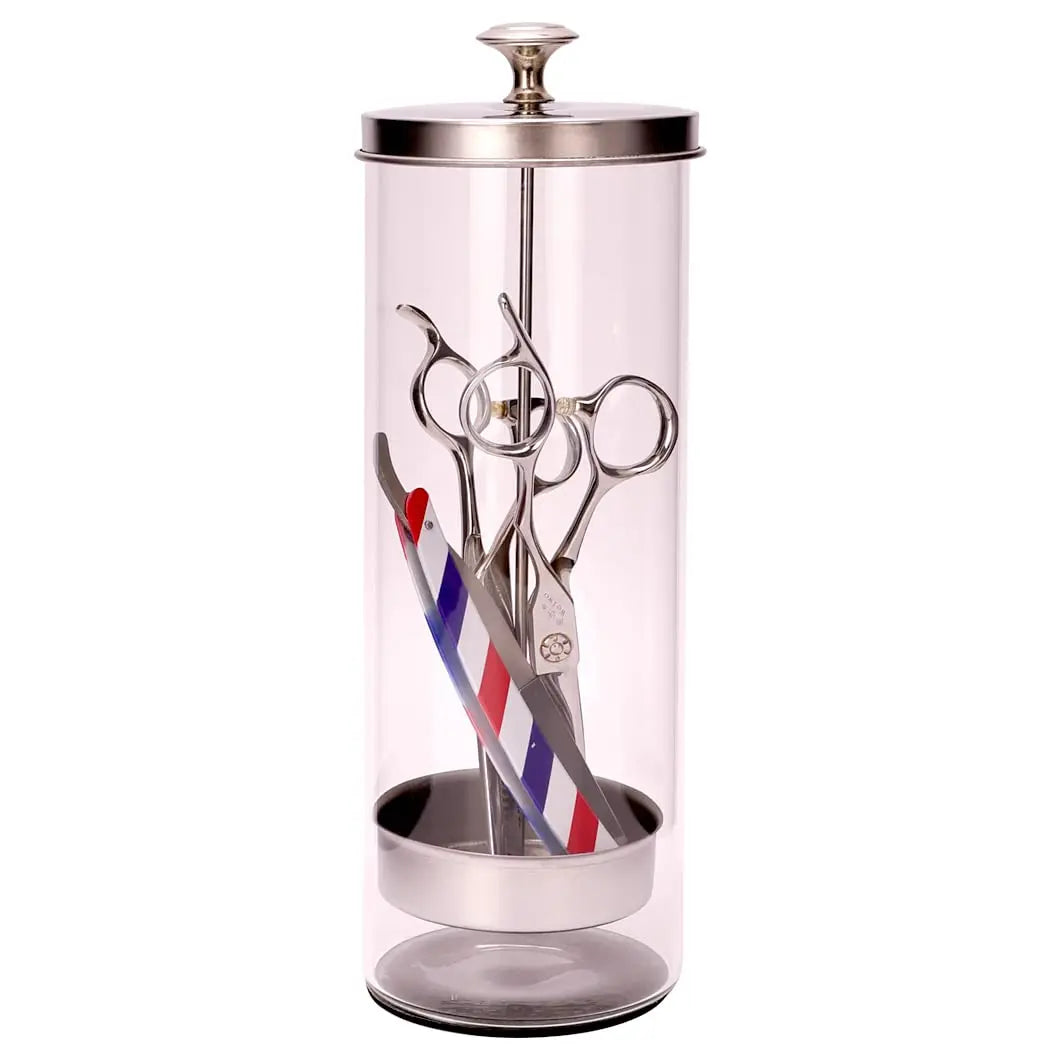 Barbershop Disinfection Jar Beauty Manicurist Stainless Steel Glass Filter Clean Sterilization Container