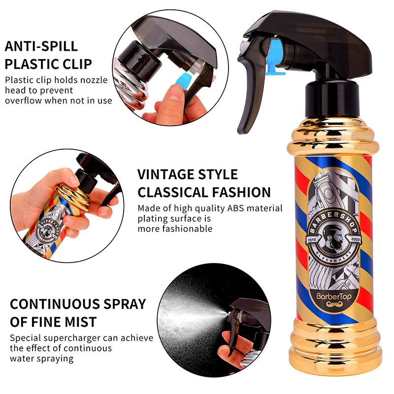 3PCS: High Pressure Spray Bottle, Beard Cleaning Brush, Hair Styling Comb kit