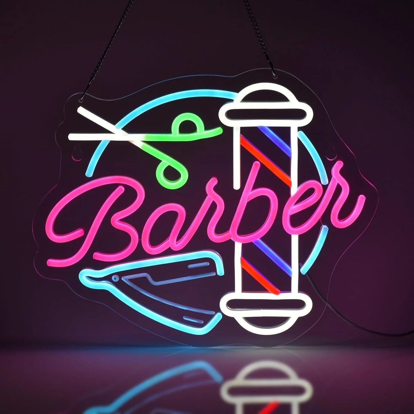 Portable USB Adjustable Brightness BarberShop “Open” Neon Light Sign