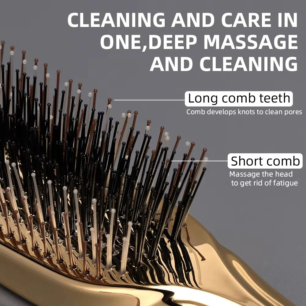 NEW Anti-static Upscale Electroplated Salon Massage Dry Wet Comb