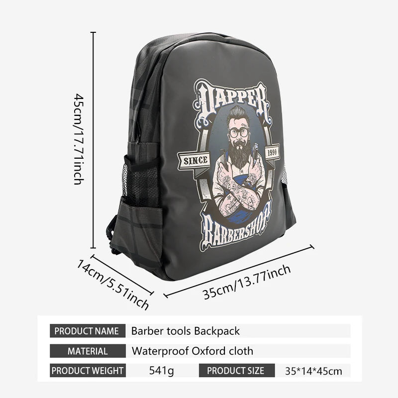 Black/Gray Polyester Barber Haircut Clipper Hairstylist Travel Backpack