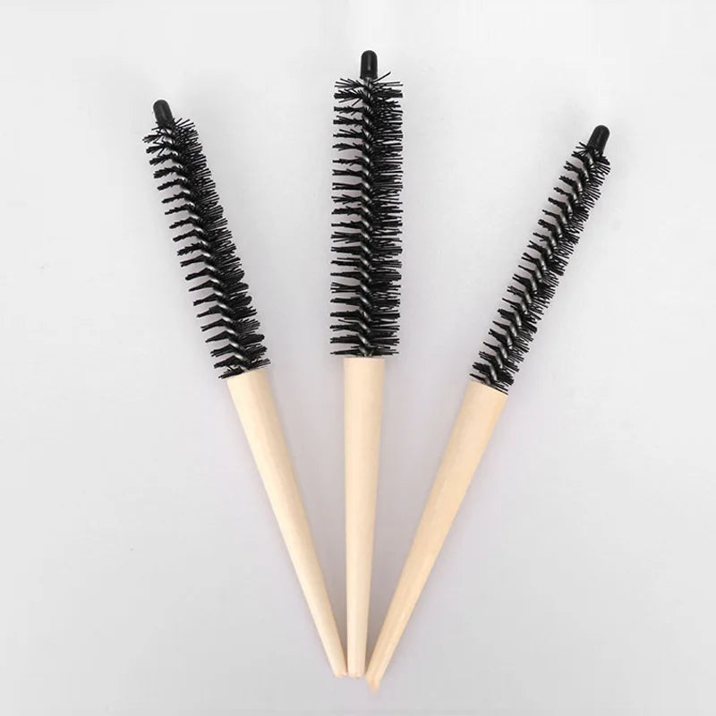 Small Wood Slimline circular Hair Brushes w an additional Comb