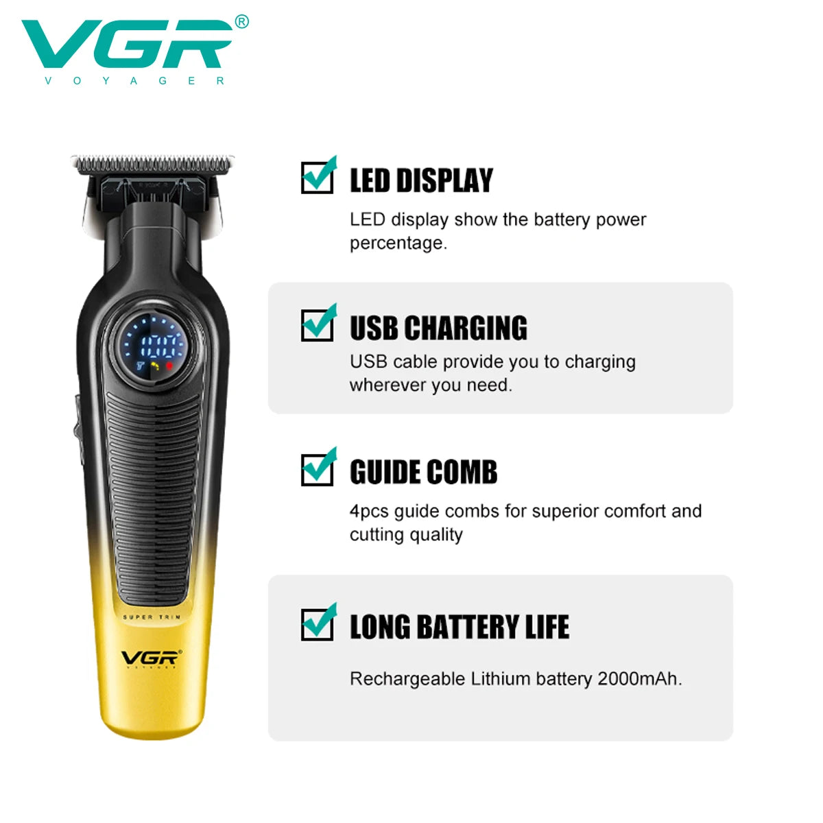 VGR Electric Cordless Hair Trimmer Clippers