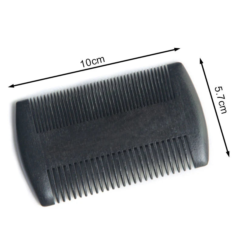 2PCS: Pocket Wooden Leather Beard Comb Kit