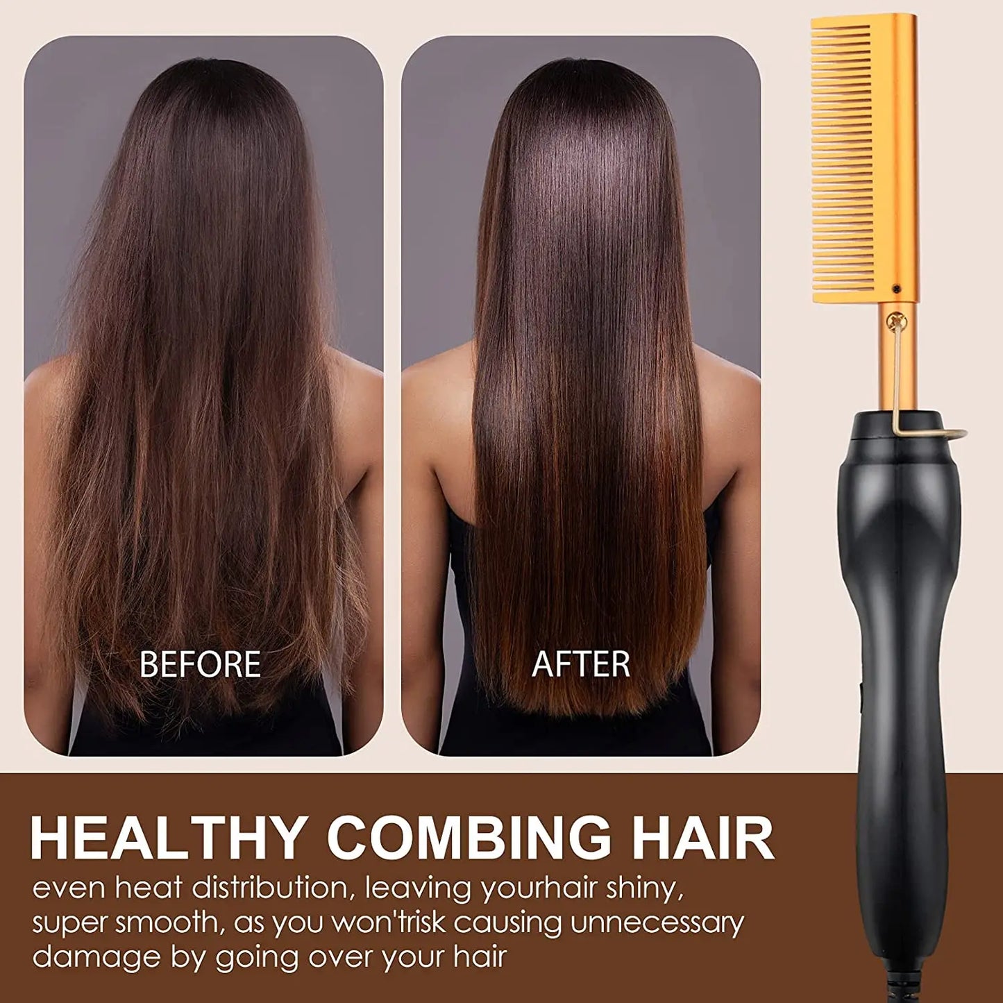 Portable Electric Heat Pressing Flat iron Comb