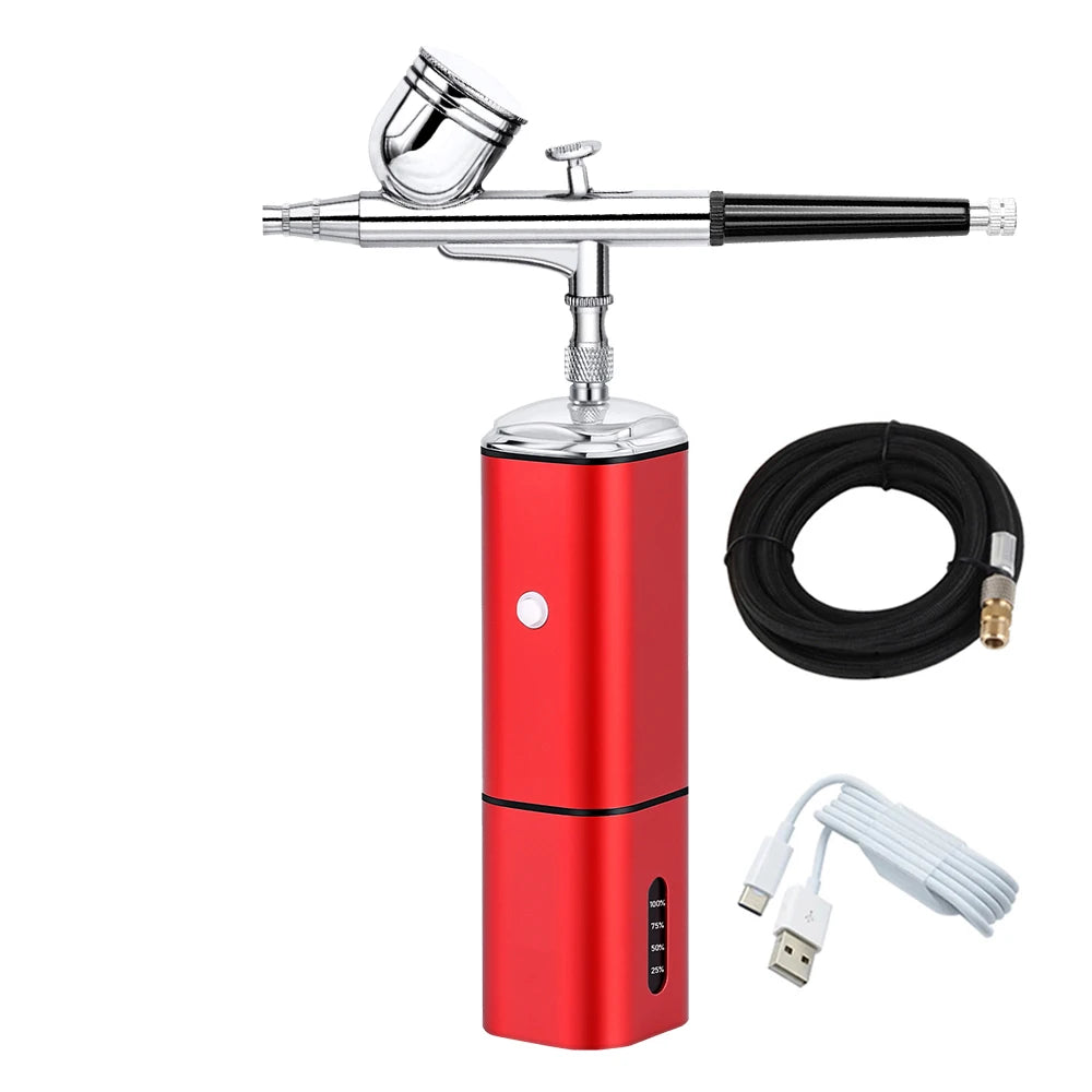 Replaceable Gravity Feed Airbrush Kit With Dual Action Compressor Cup