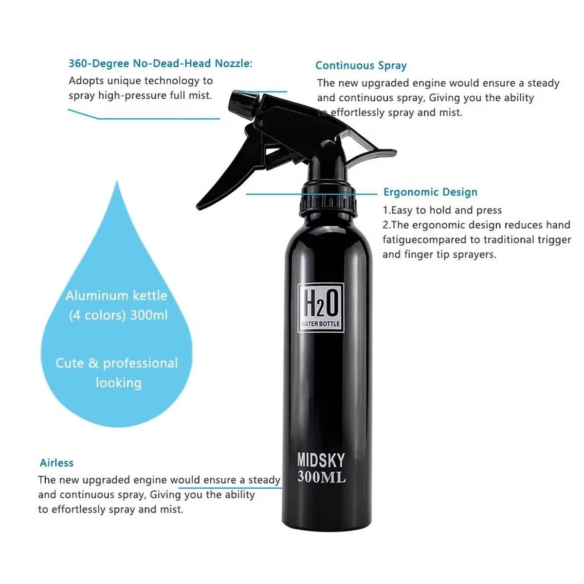 300ml/500ml High Pressure Adjustable Nozzle Spray Bottle